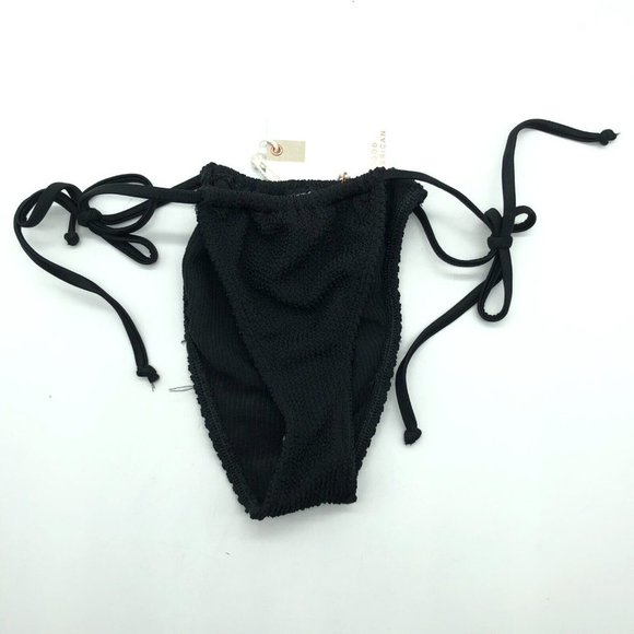 Good American Always Fits Tiny Ties Bikini Bottom Textured Black 00/0 US XXS/XS - Picture 1 of 3
